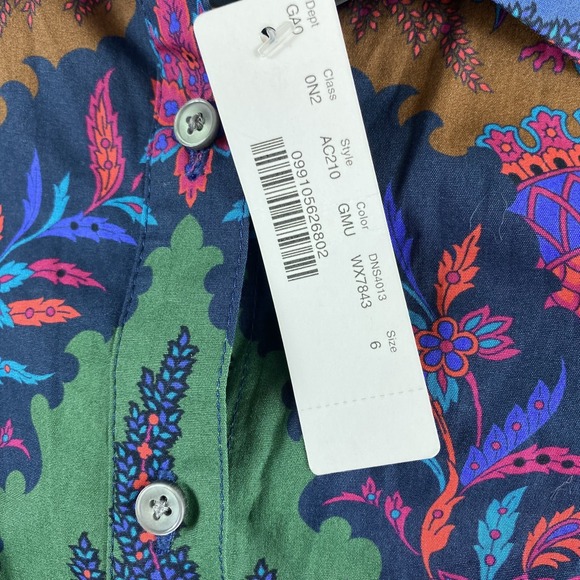 NWT J.CREW Button Up  Shirt Sz 6 3/4 Sleeve Colorful Boho Print 100% Cotton - Picture 5 of 9